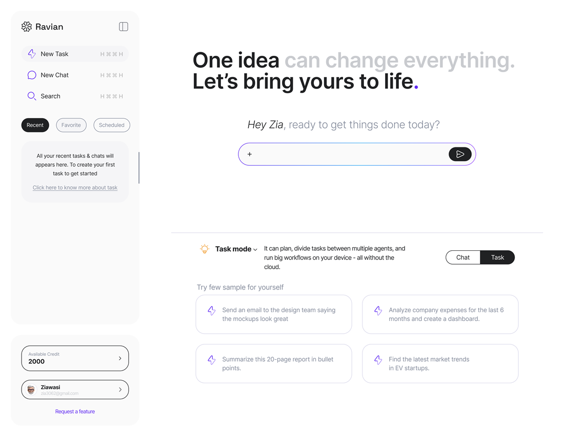 Ravian AI — Agente de tareas y chat